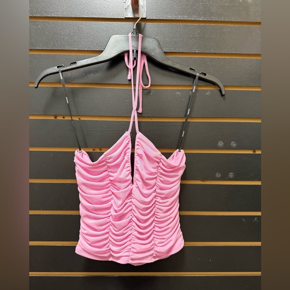 Forever 21 Pink Ruched Halter Crop Top NWT (Size S) - Picture 1 of 4
